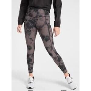 Athleta Rainier Reflective Tight Floral Brown/Black Womens M
